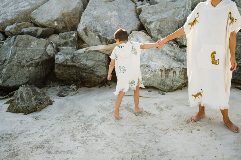 KIDS COTTON BEACH PONCHOS- TURTLE