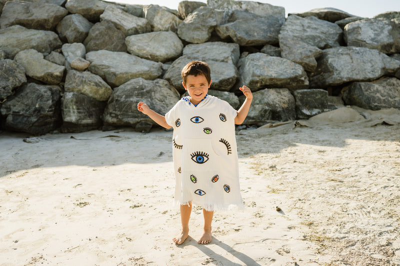 KIDS COTTON BEACH PONCHOS- NEON GOT EYE ON YOU