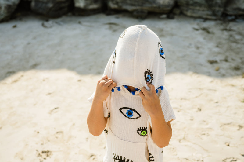 KIDS COTTON BEACH PONCHOS- NEON GOT EYE ON YOU