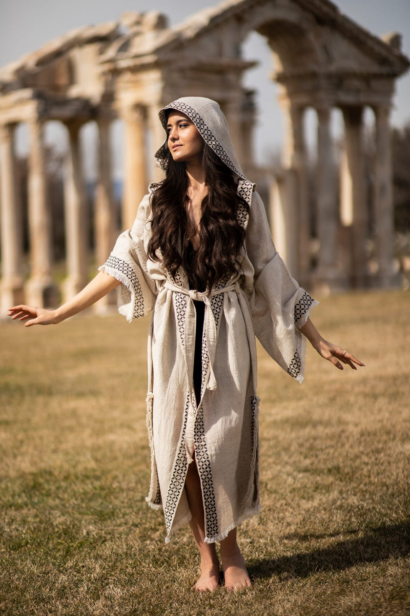 LINEN KAFTANS with hoodie  - CYBELE