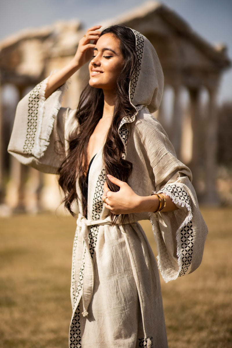 LINEN KAFTANS with hoodie  - CYBELE