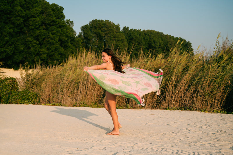 COTTON BEACH TOWEL - SEASIDE SERENITY