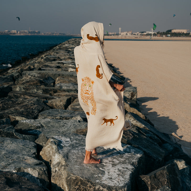 BEACHWEAR PONCHO -CHEETAH WITH POCKET
