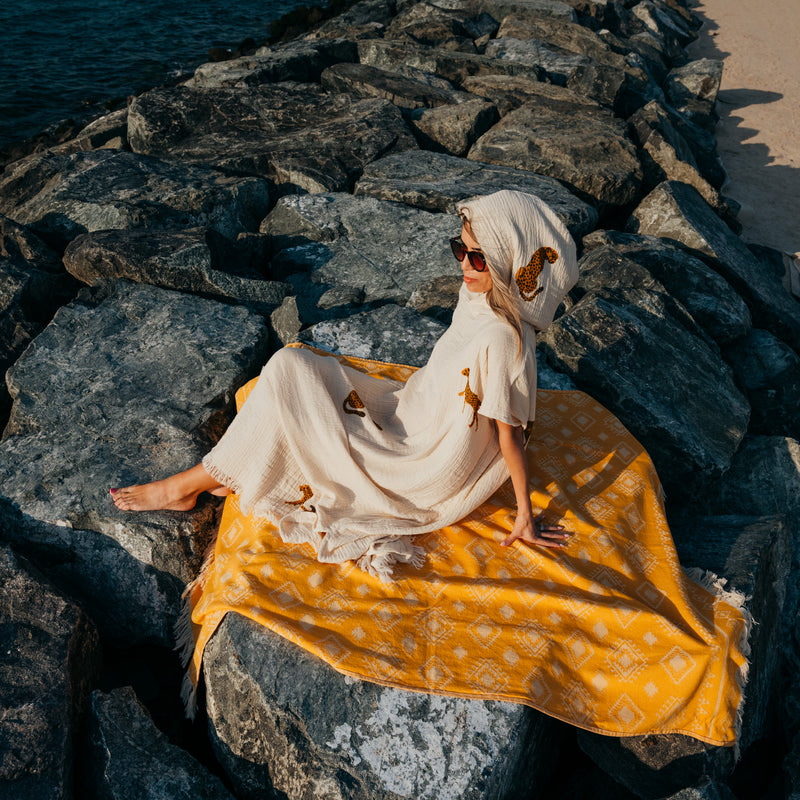 BEACHWEAR PONCHO -CHEETAH WITH POCKET