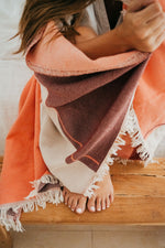 COTTON THROW BLANKET- BORDEAUX BLISS -