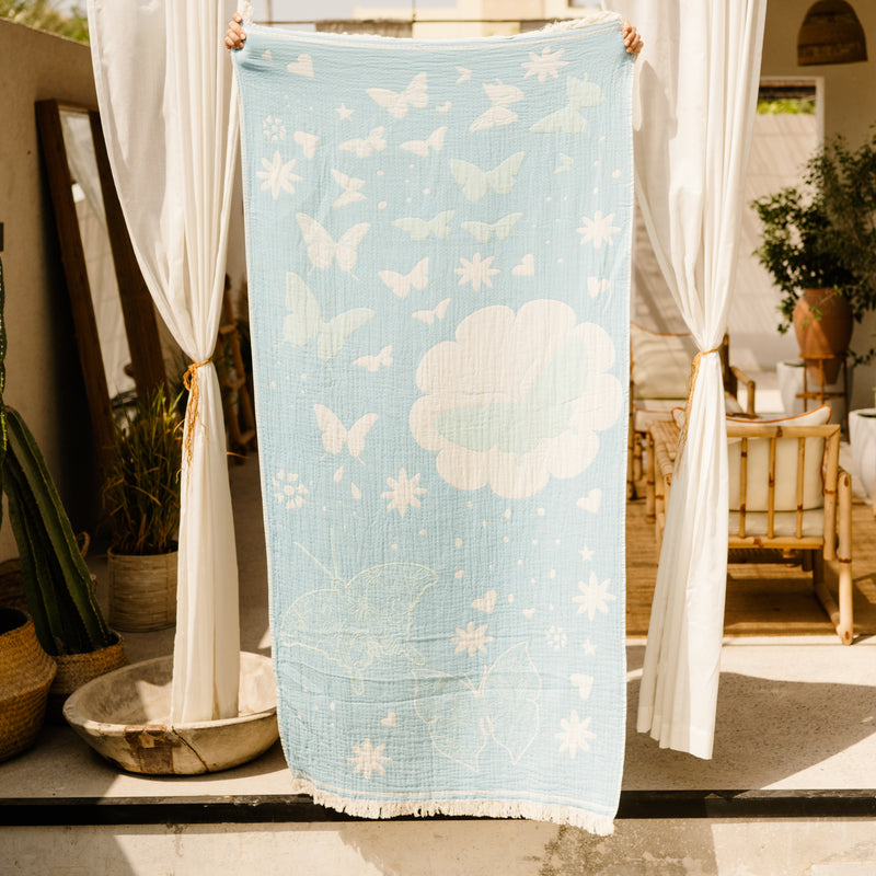 COTTON BEACH TOWEL- BUTTERFLY