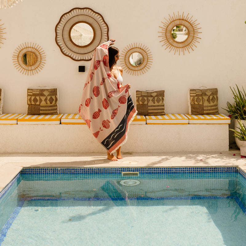 COTTON BEACH TOWEL-SEA-LIFE