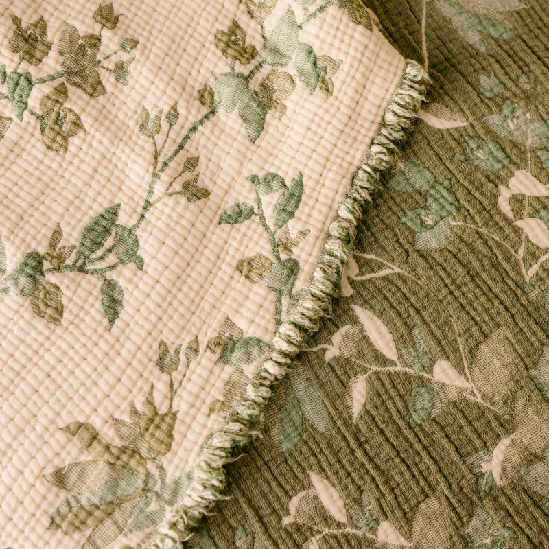 MUSLIN  BEDSPREAD-  BEGOUNVILLA