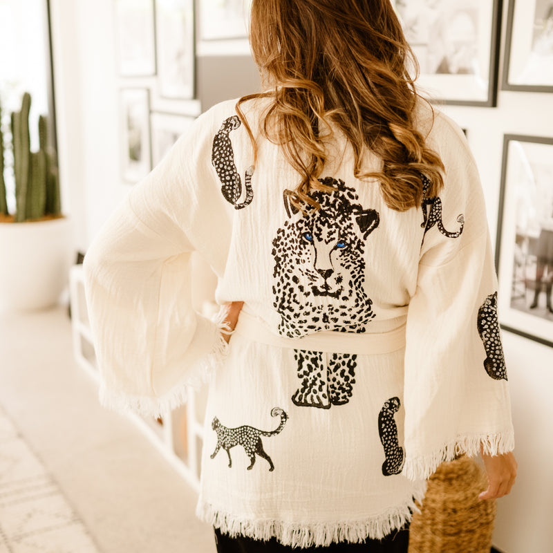 COTTON KIMONO- LEOPARD