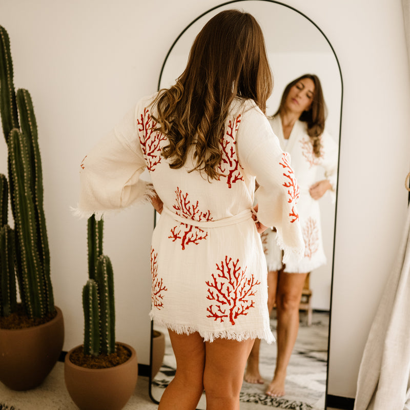 COTTON KIMONO- CORALLIUM