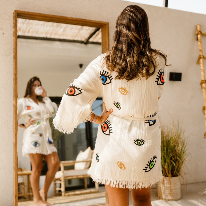 COTTON KIMONO- COLORFUL EYES