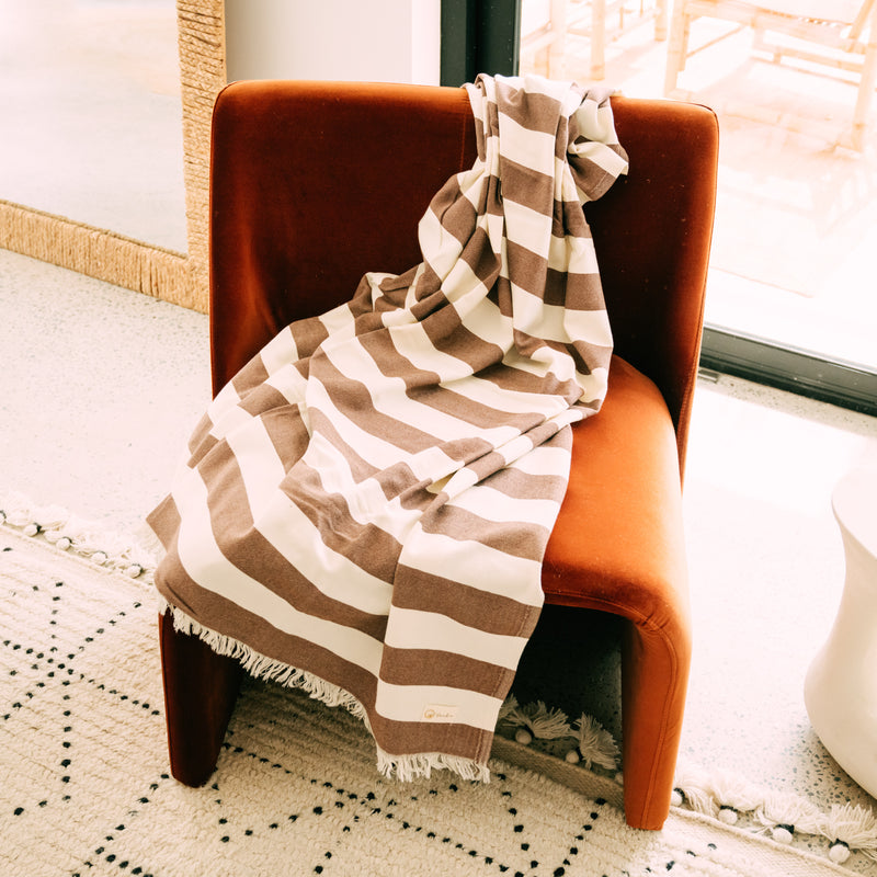 COTTON THROWS- BROWN STRIPES