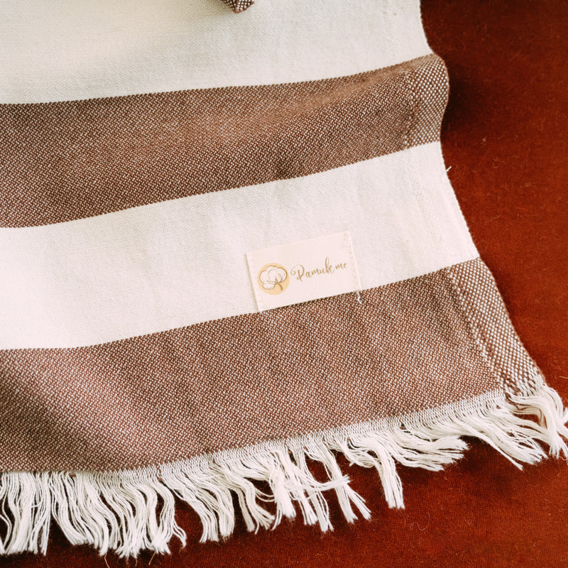 COTTON THROWS- BROWN STRIPES