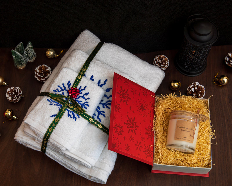 CHRISTMAS GIFT TOWELS-  EMBROIDERED TOWEL SET OF 3