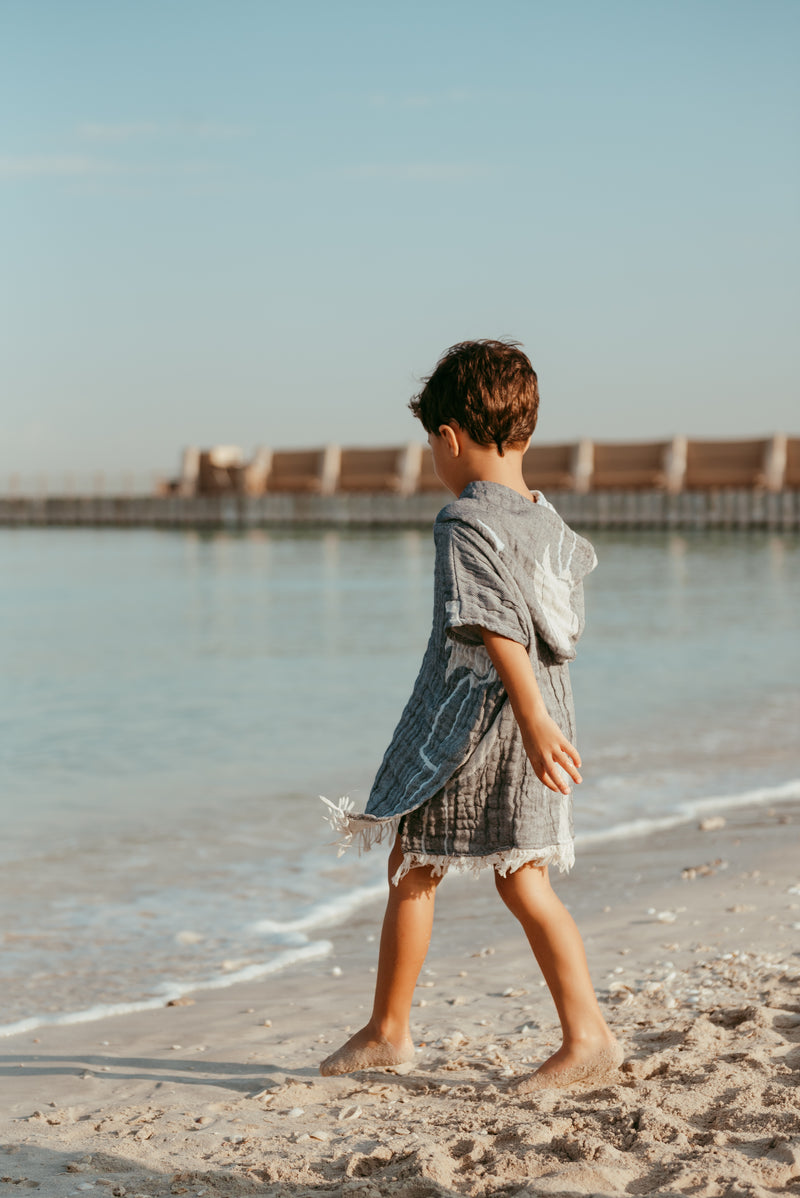 KIDS COTTON BEACH PONCHOS- FLAMINGOS