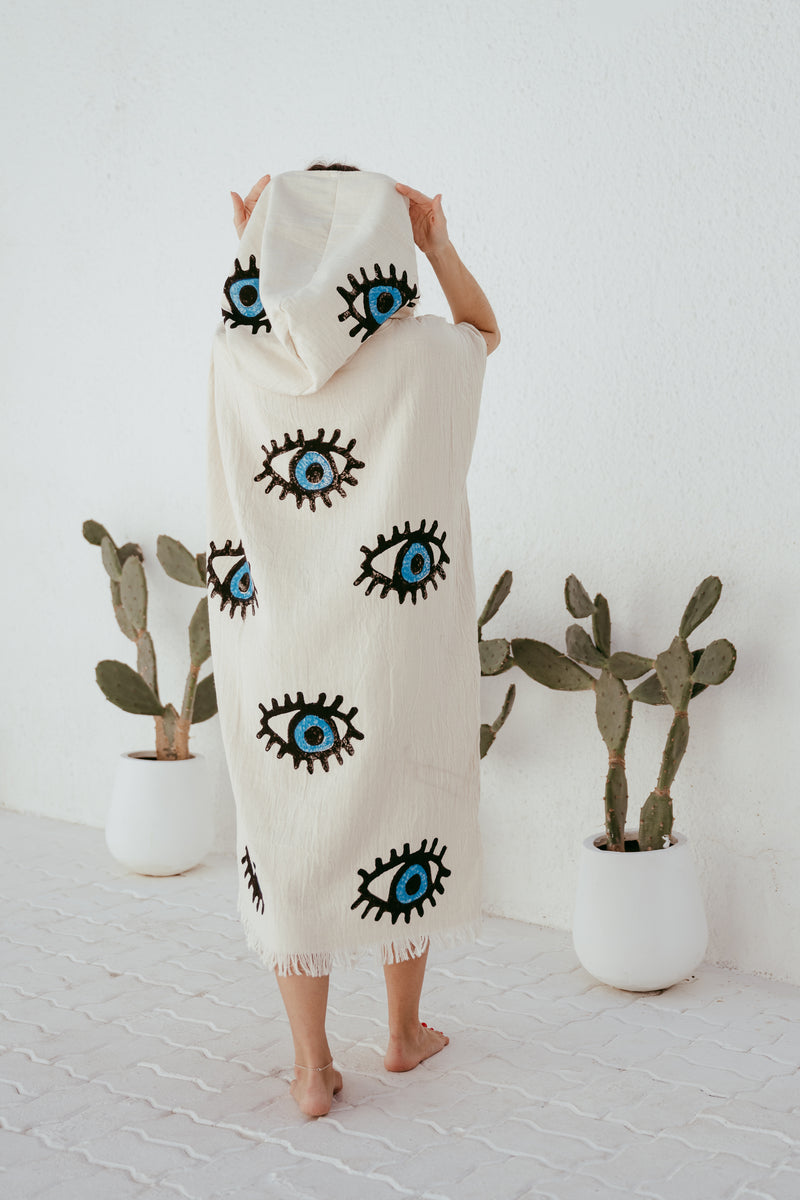 BEACHWEAR - PONCHO - EVIL EYE