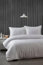 100% Cotton Sateen Duvet Cover Set  Size  The set consists of:  1 Duvet cover 200 cm x 220 cm  1 Flatsheet 240 cm x 260 cm  2 Pillowcases each 50 cm x 70 cm  Please note that the duvet is not included.