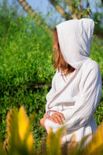 100% Turkish Cotton Kids Bathrobes with Hoodie and Belt  Available in different sizes and colors  Product Details  Crafted from the finest Turkish cotton, our hooded bathrobes are one of our most popular products. The pink blanket stitch detail give the bathrobes a pleasant vintage look. They are soft and lightweight and they dry quickly due to their 100% cotton fabric.